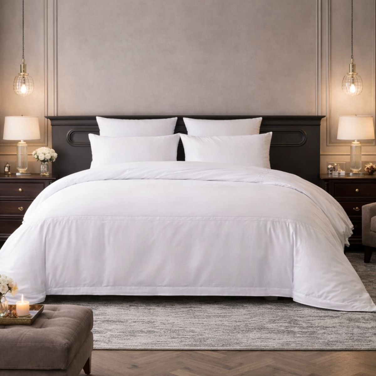 Parure de lit Élégance en satin de coton peigné